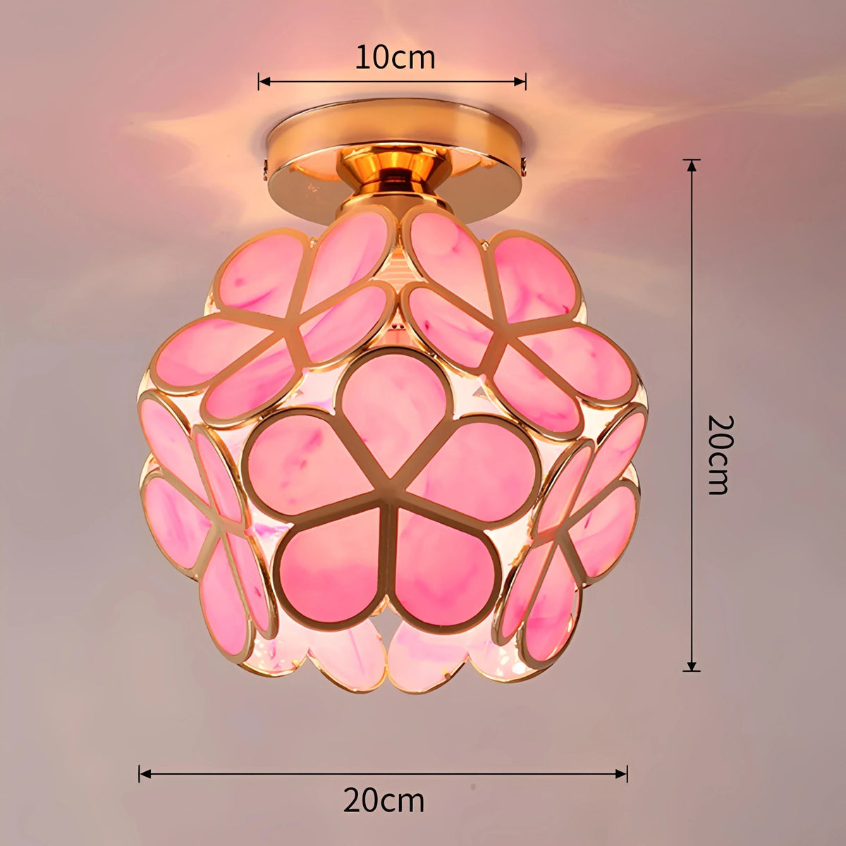 Plafonnier LED Cristal Forme Pétale Vert Jaune Rose