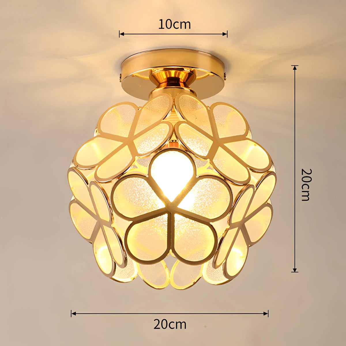 Plafonnier LED Cristal Forme Pétale Vert Jaune Rose