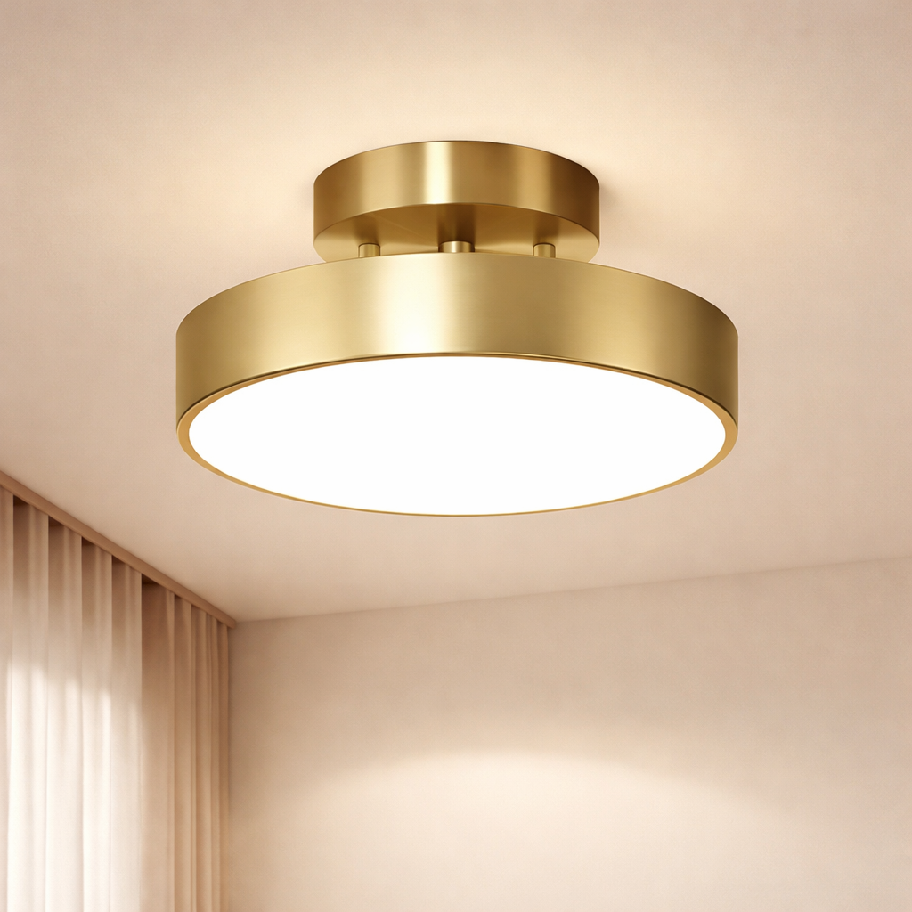Plafonnier LED Doré Laiton Brossé Rond 30cm
