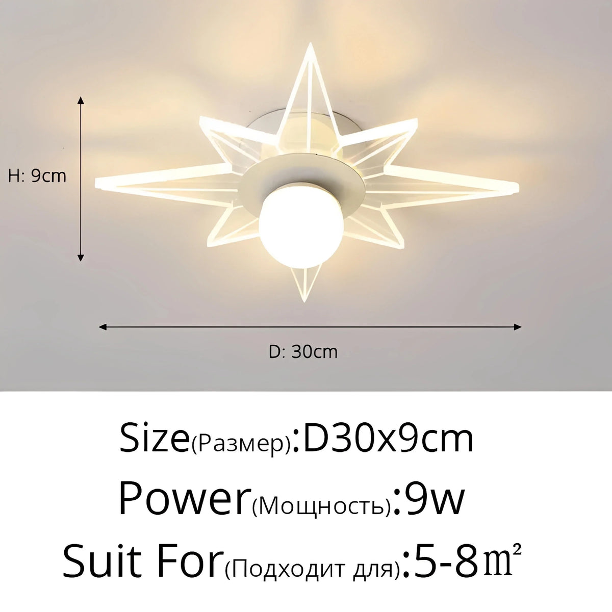 Plafonnier LED Forme de Fleur 26cm Blanc Doré Fer et Acrylique