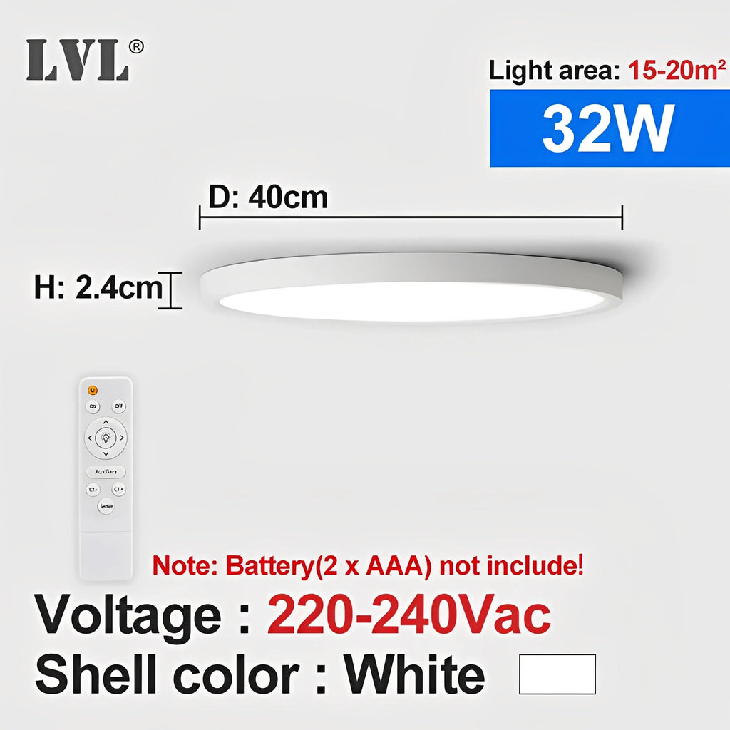 Plafonnier LED Grain de Bois 24W 32W Dimmable Télécommande Noir Blanc Doré