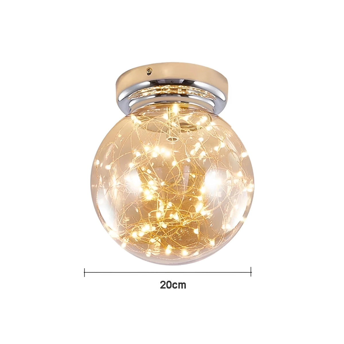 Plafonnier LED Globe Verre Micro-LED Ambré Gris Fumé Effet Étoilé