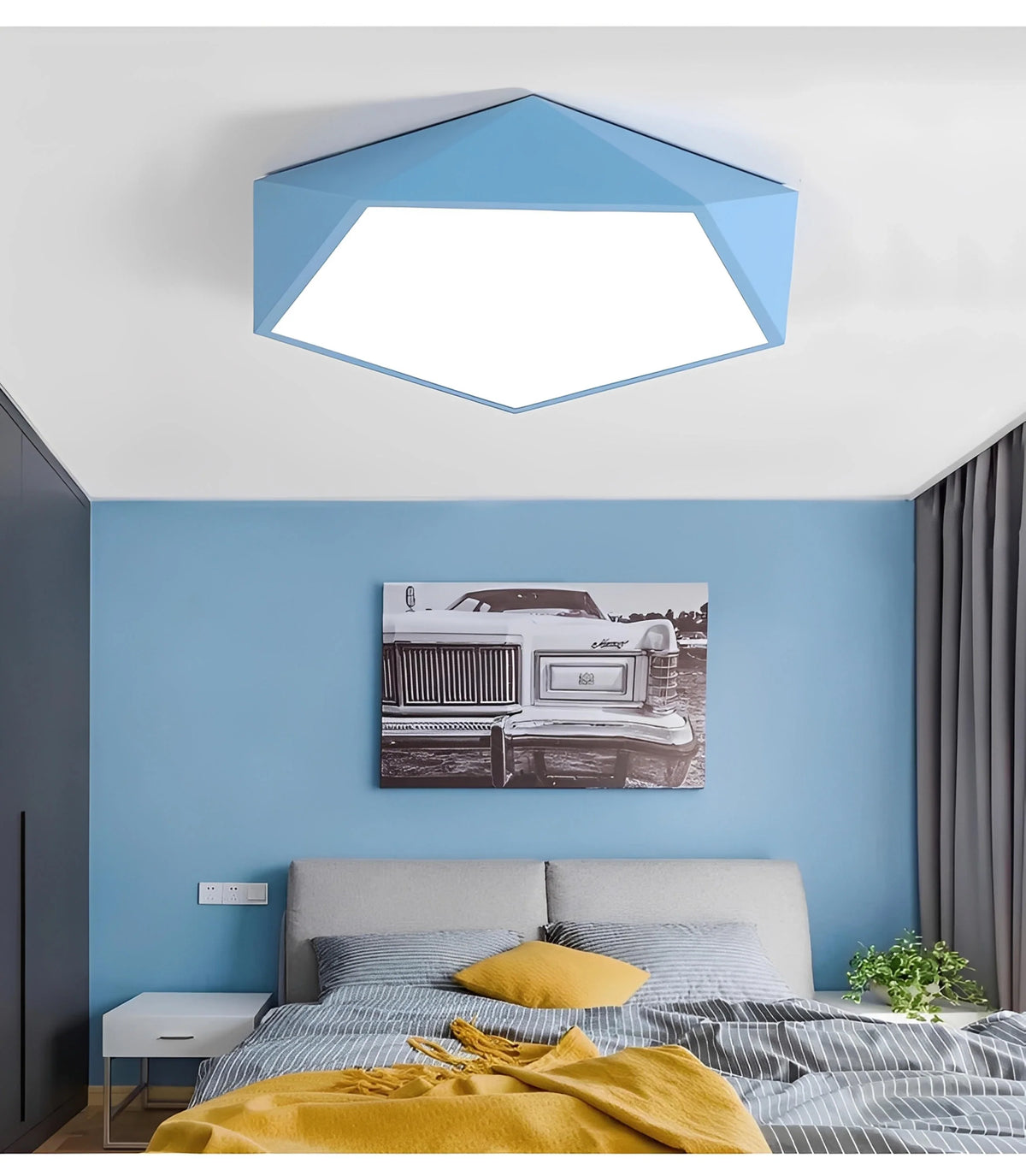 Plafonnier LED Géométrique Pentagonal 40cm 7 Couleurs Dimmable Télécommande