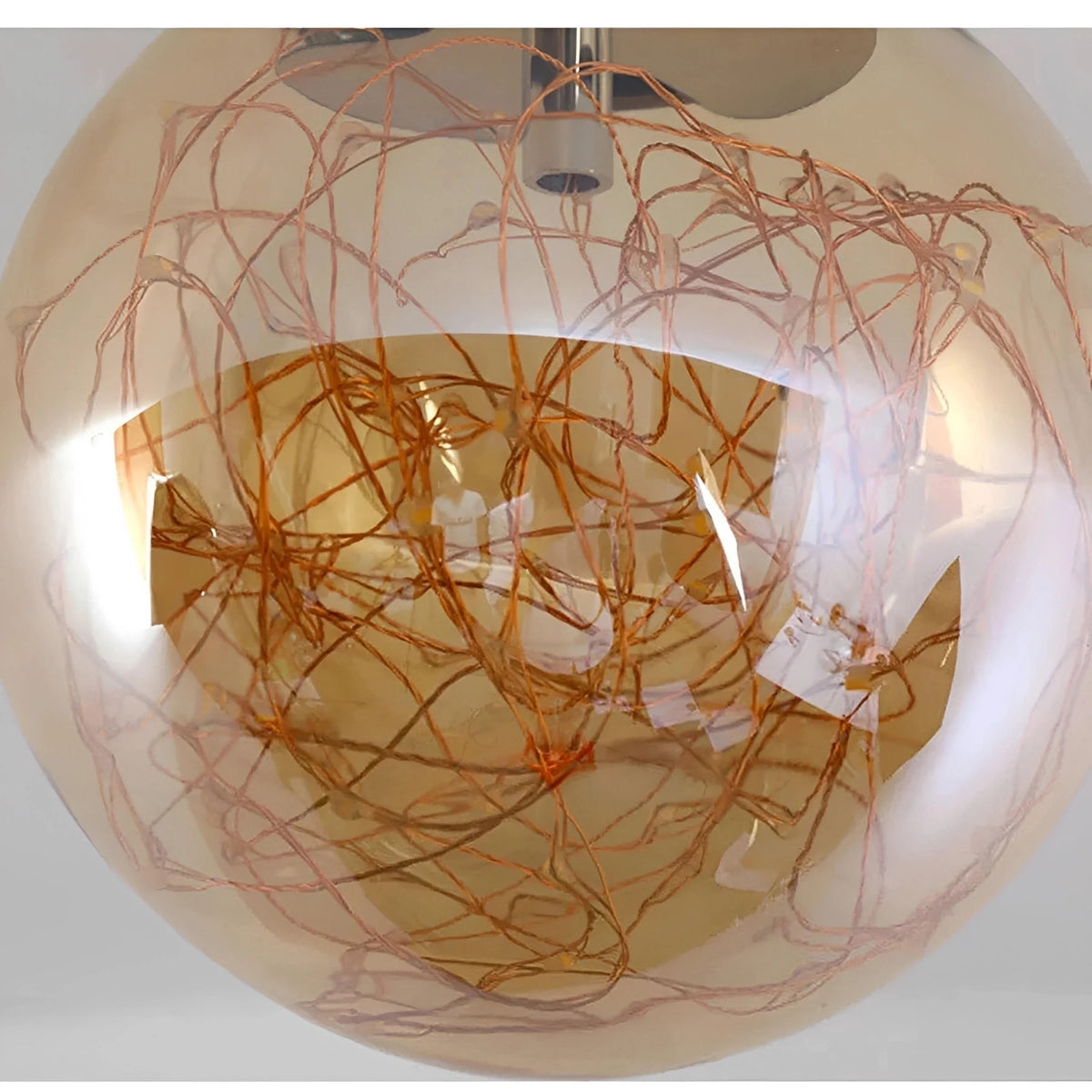 Plafonnier LED Globe Verre Micro-LED Ambré Gris Fumé Effet Étoilé