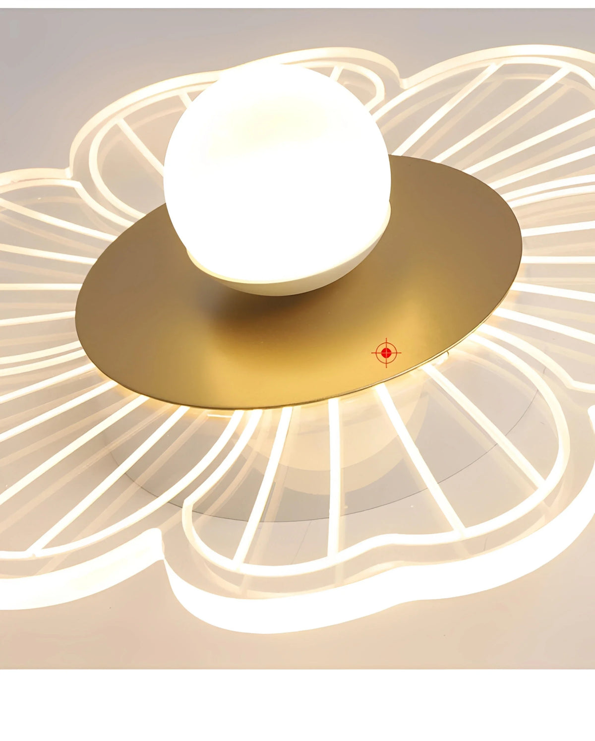 Plafonnier LED Forme de Fleur 26cm Blanc Doré Fer et Acrylique