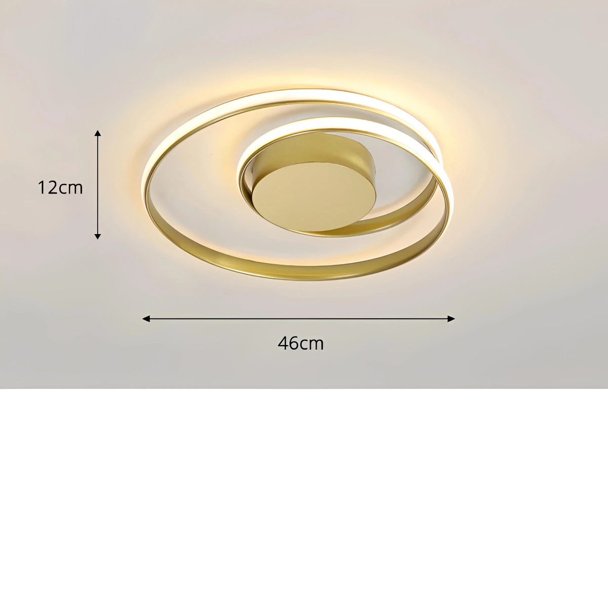 Plafonnier LED Double Boucle Entrelacée Noir Blanc Doré Dimmable Télécommande