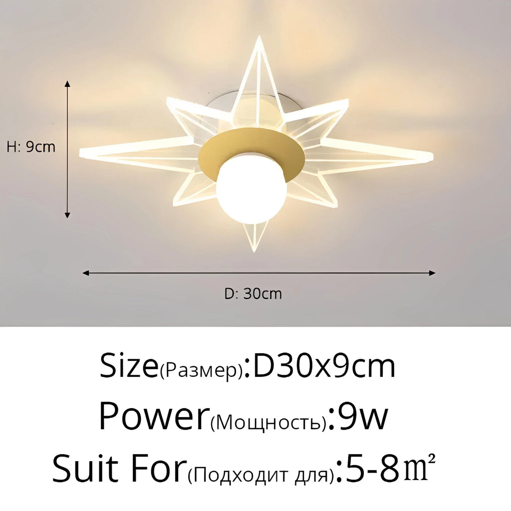 Plafonnier LED Forme de Fleur 26cm Blanc Doré Fer et Acrylique