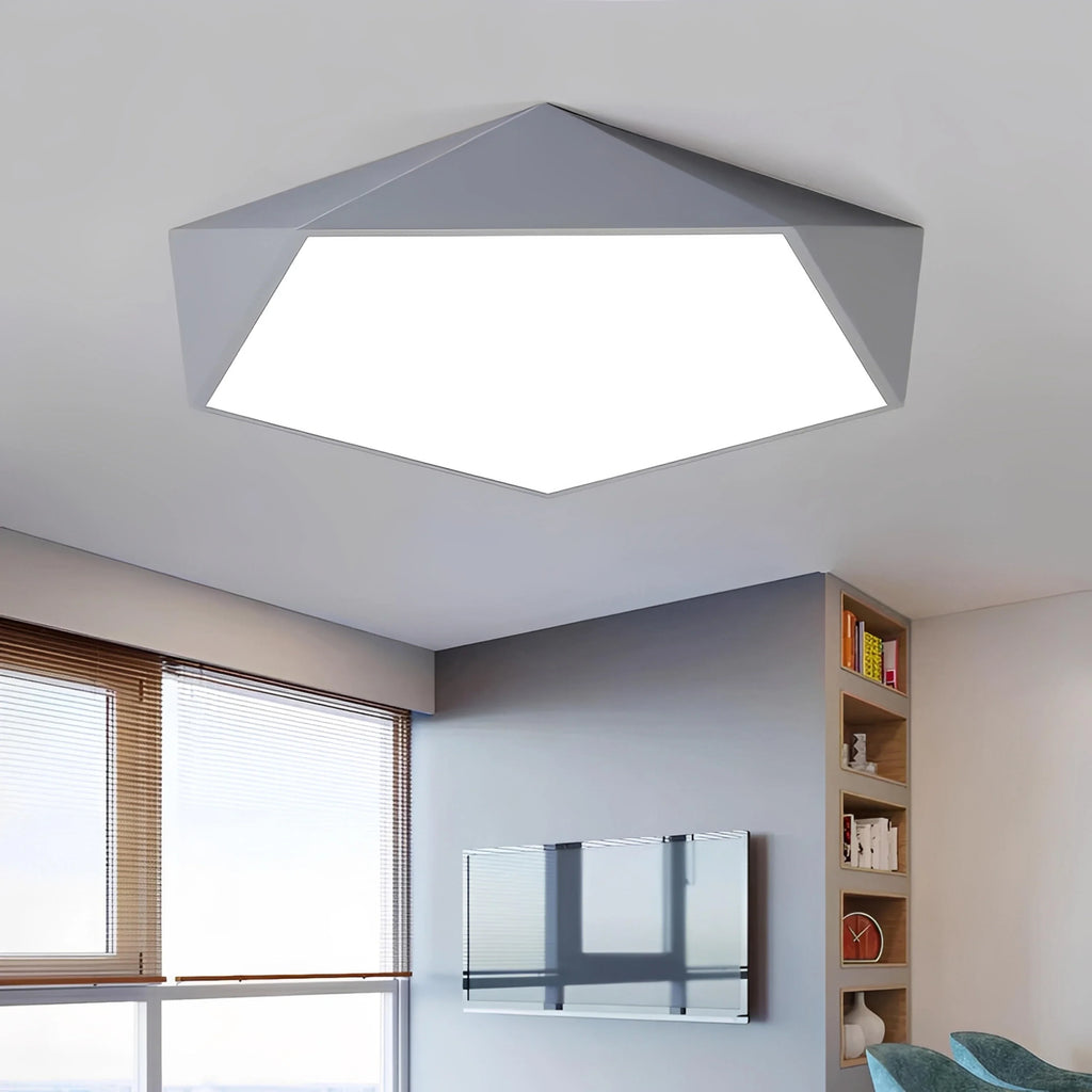 Plafonnier LED Géométrique Pentagonal 40cm 7 Couleurs Dimmable Télécommande