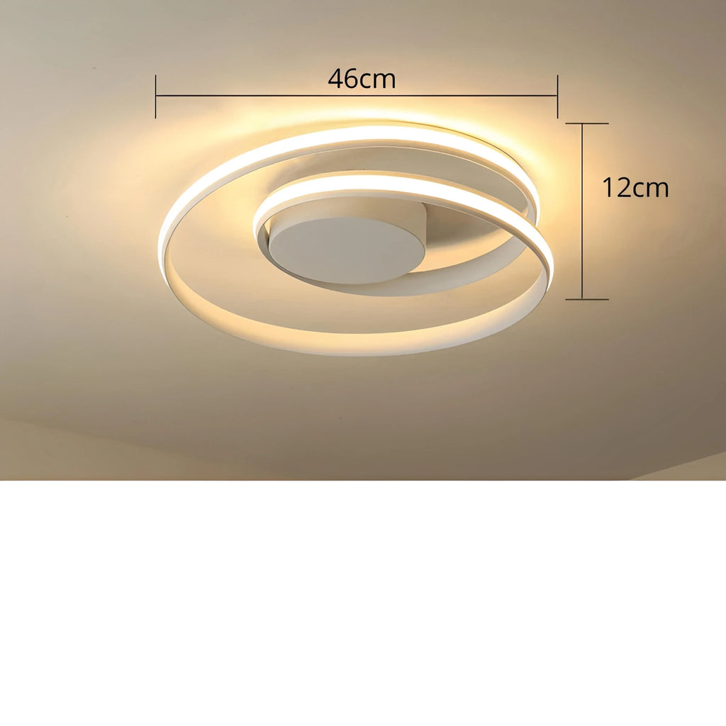 Plafonnier LED Double Boucle Entrelacée Noir Blanc Doré Dimmable Télécommande