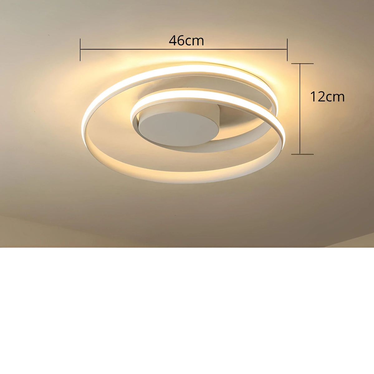 Plafonnier LED Double Boucle Entrelacée Noir Blanc Doré Dimmable Télécommande