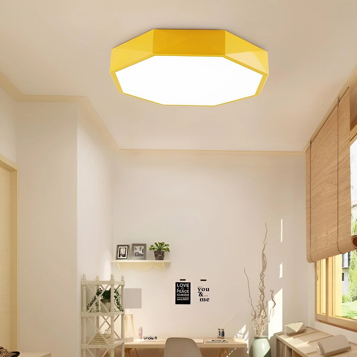 Plafonnier LED Octogone Coloré Ultra-Fin 6cm 30cm 60cm 5 Couleurs Dimmable