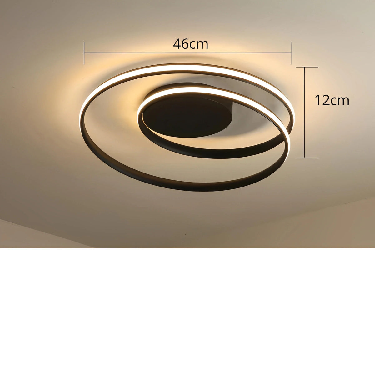 Plafonnier LED Double Boucle Entrelacée Noir Blanc Doré Dimmable Télécommande