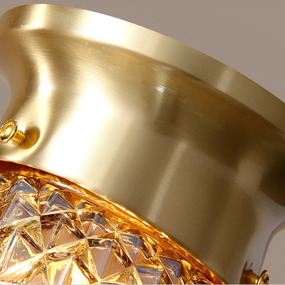 Plafonnier LED Métal Cuivré et Verre Ambré Globe