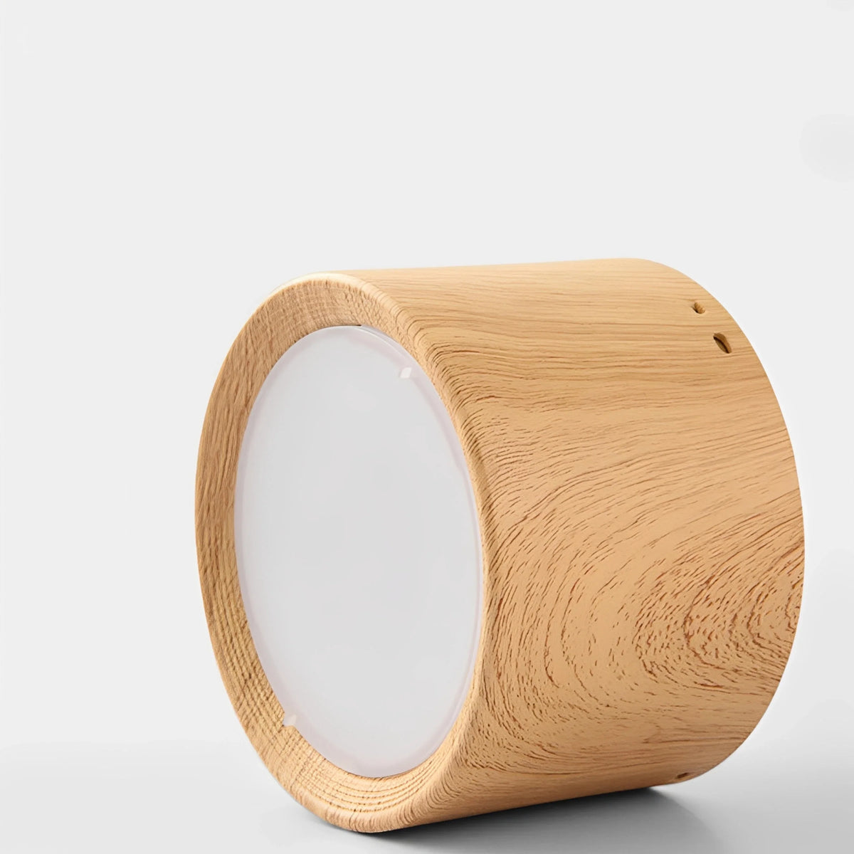 Plafonnier LED Bois Cylindre Compact 12cm Noir Blanc Naturel