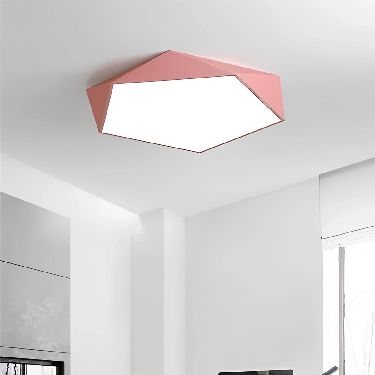 Plafonnier LED Géométrique Pentagonal 40cm 7 Couleurs Dimmable Télécommande