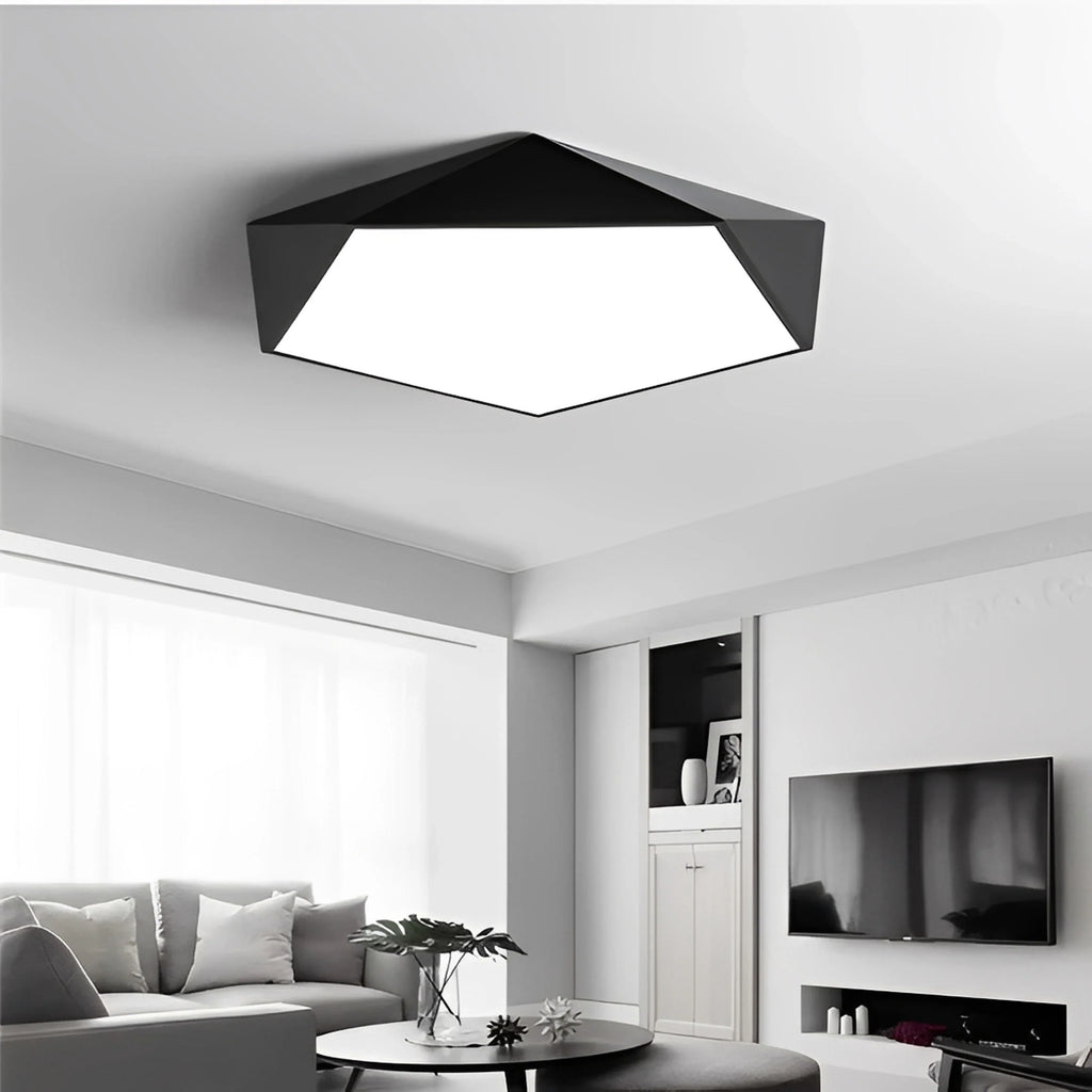 Plafonnier LED Géométrique Pentagonal 40cm 7 Couleurs Dimmable Télécommande