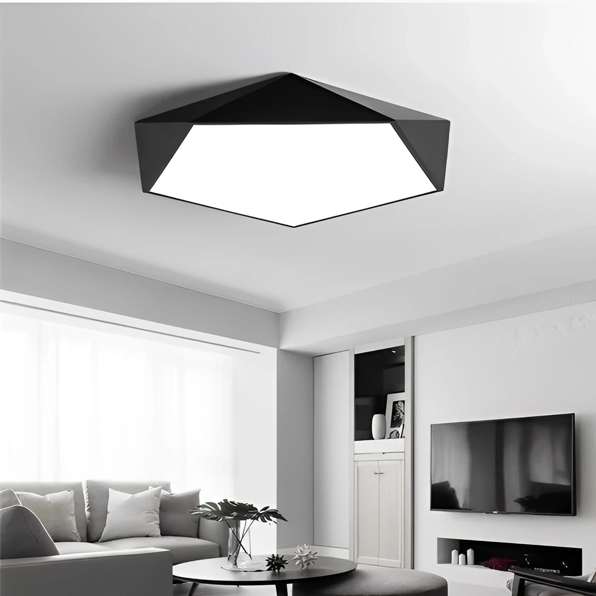 Plafonnier LED Géométrique Pentagonal 40cm 7 Couleurs Dimmable Télécommande
