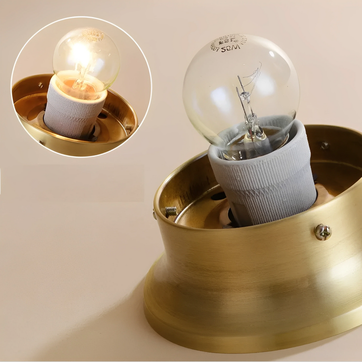 Plafonnier LED Métal Cuivré et Verre Ambré Globe