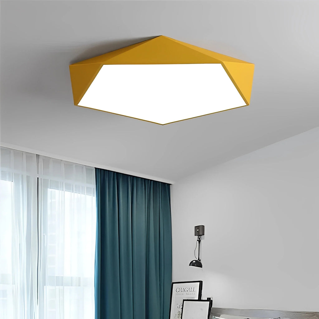 Plafonnier LED Géométrique Pentagonal 40cm 7 Couleurs Dimmable Télécommande