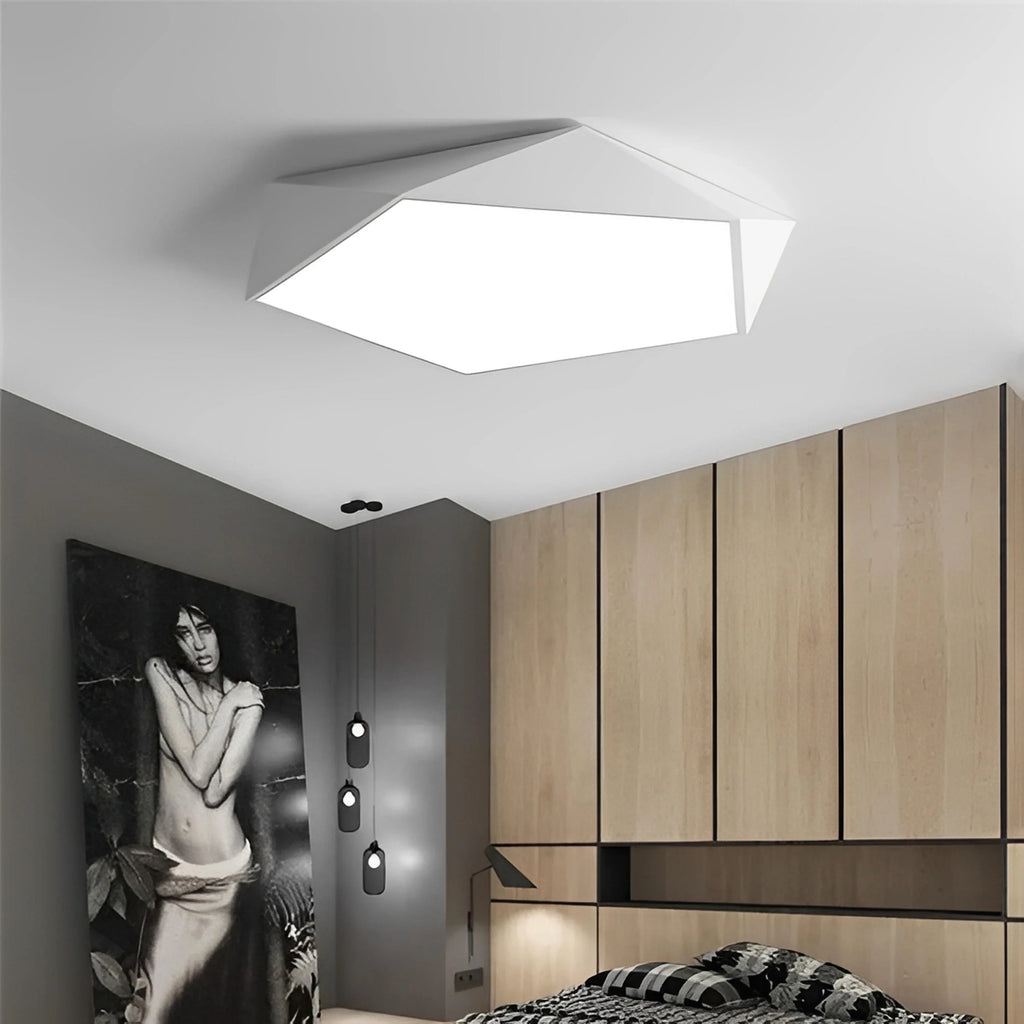 Plafonnier LED Géométrique Pentagonal 40cm 7 Couleurs Dimmable Télécommande