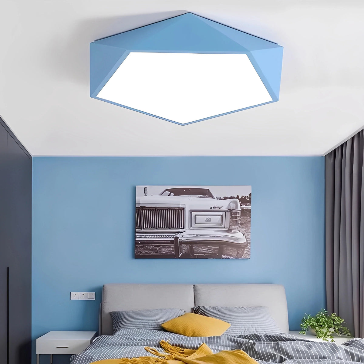 Plafonnier LED Géométrique Pentagonal 40cm 7 Couleurs Dimmable Télécommande
