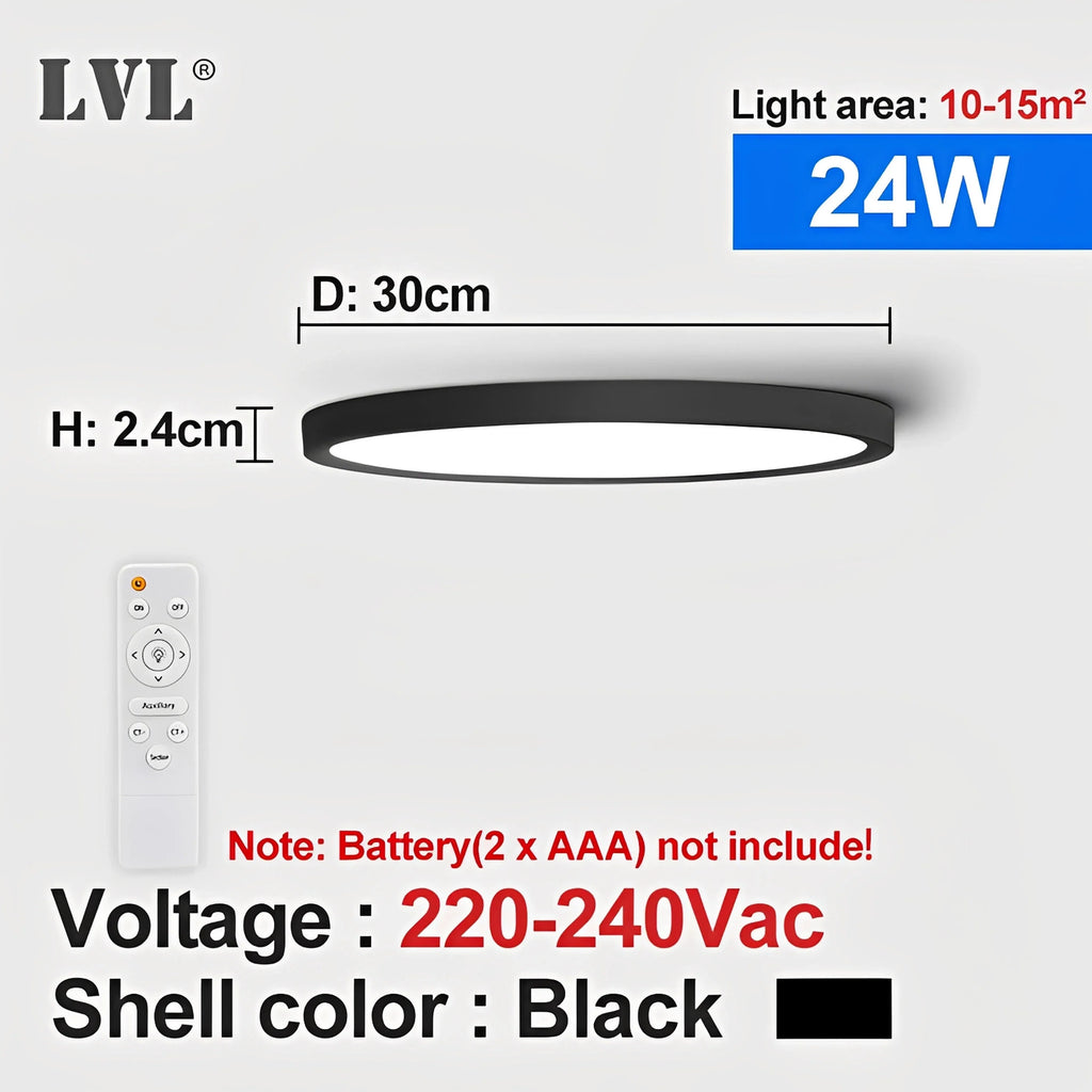 Plafonnier LED Grain de Bois 24W 32W Dimmable Télécommande Noir Blanc Doré