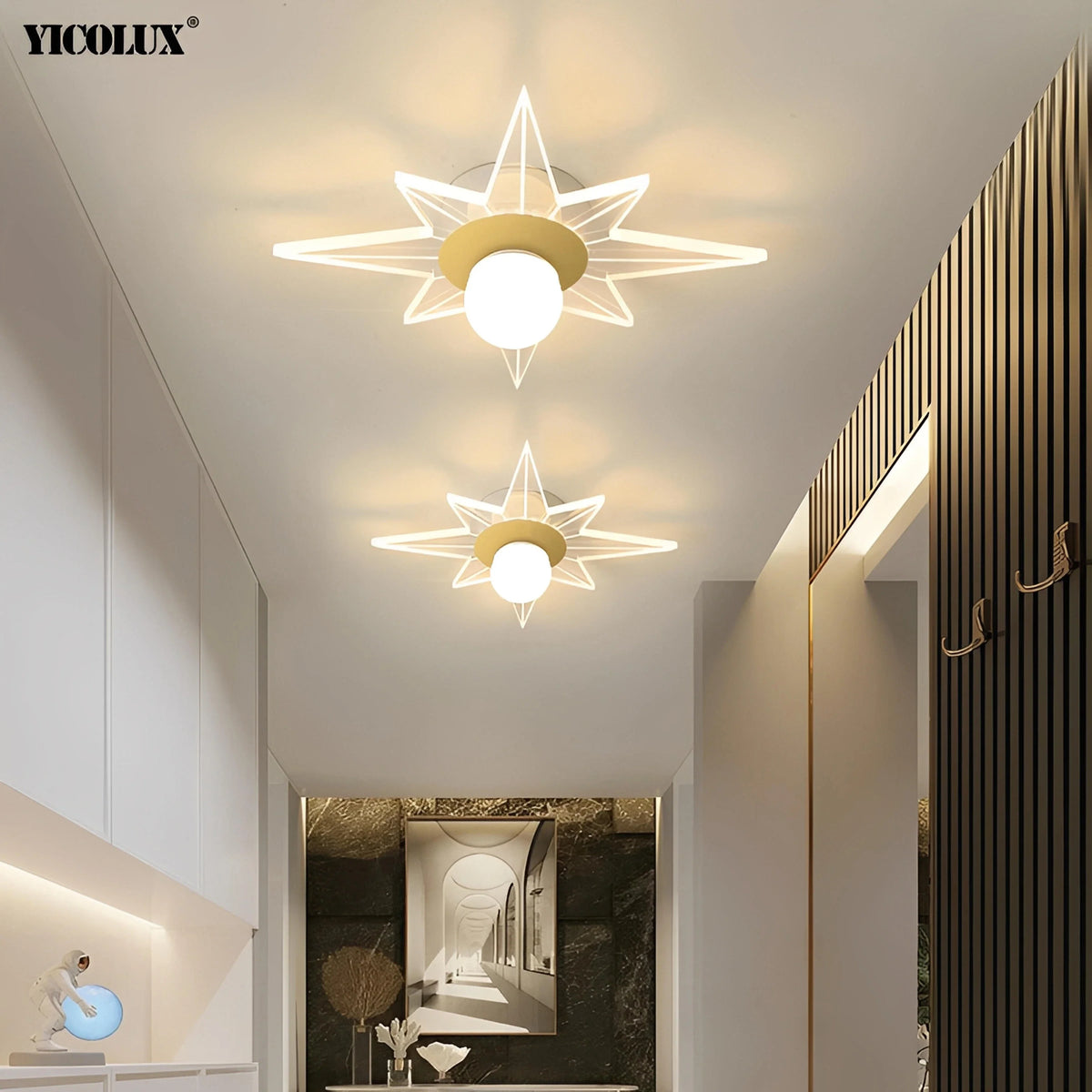 Plafonnier LED Forme de Fleur 26cm Blanc Doré Fer et Acrylique