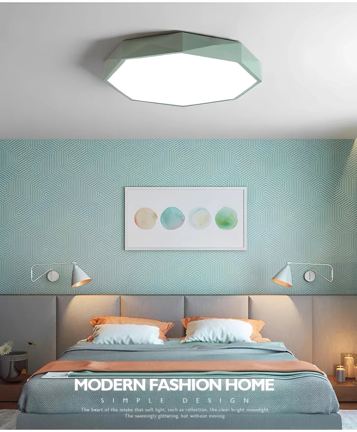 Plafonnier LED Octogone Coloré Ultra-Fin 6cm 30cm 60cm 5 Couleurs Dimmable
