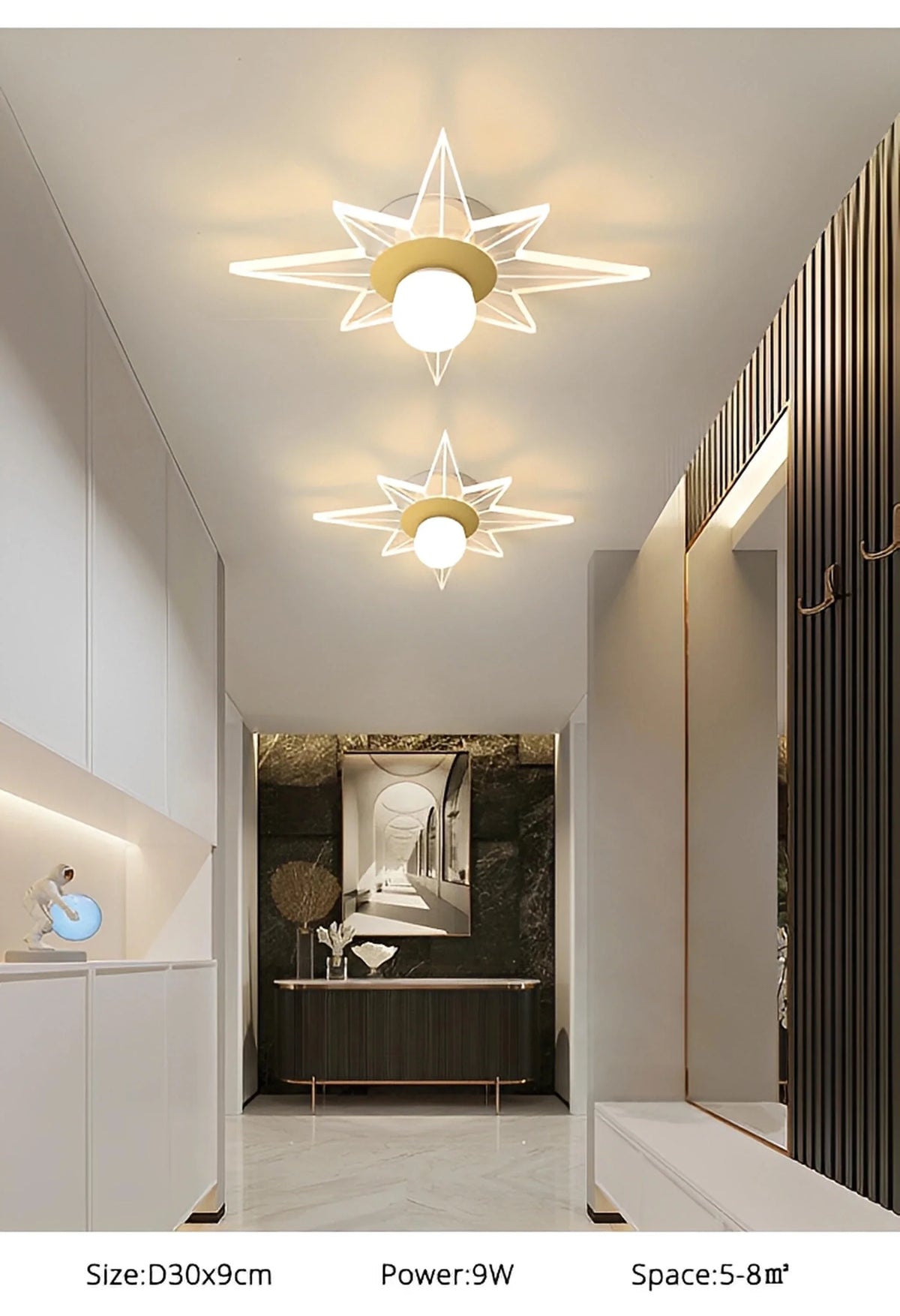 Plafonnier LED Forme de Fleur 26cm Blanc Doré Fer et Acrylique