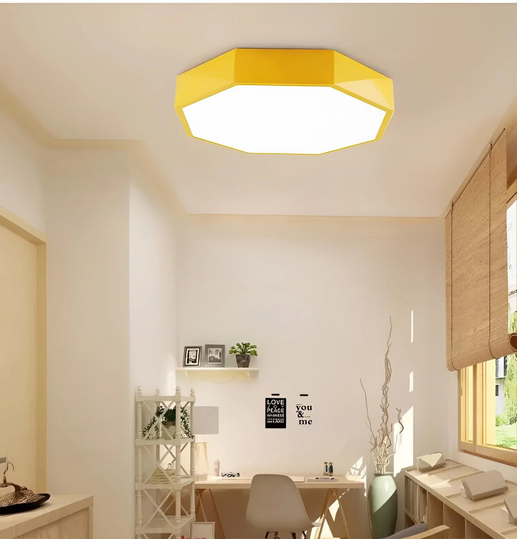 Plafonnier LED Octogone Coloré Ultra-Fin 6cm 30cm 60cm 5 Couleurs Dimmable