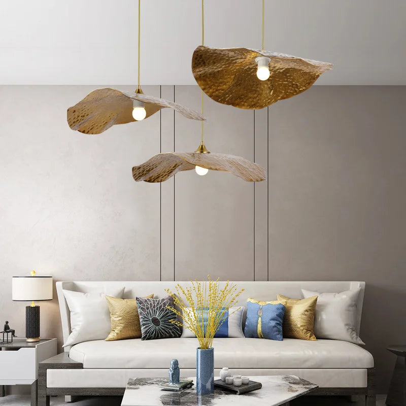 Plafonnier Cuivre Feuille de Lotus 30cm 40cm 50cm