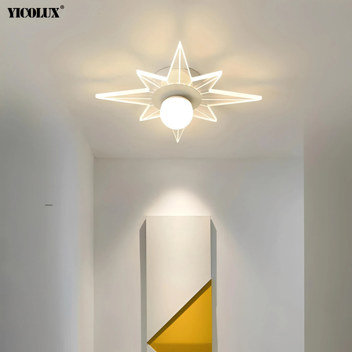 Plafonnier LED Forme de Fleur 26cm Blanc Doré Fer et Acrylique