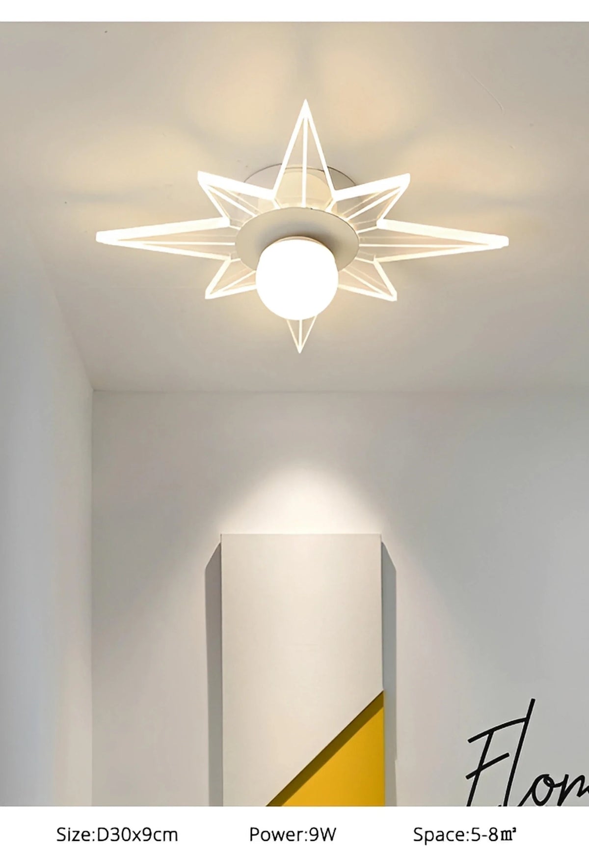 Plafonnier LED Forme de Fleur 26cm Blanc Doré Fer et Acrylique