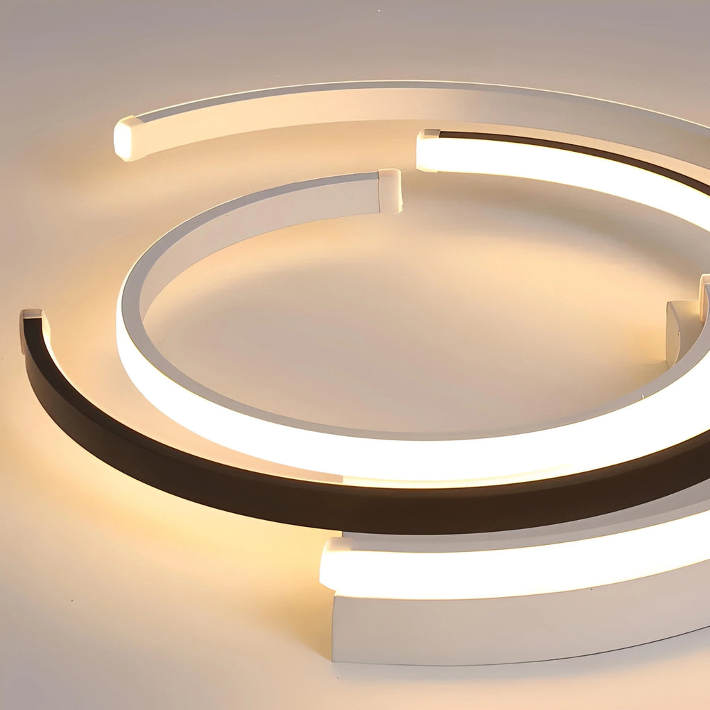 Plafonnier LED Arc de Cercles 40cm 50cm Noir Blanc Dimmable Télécommande