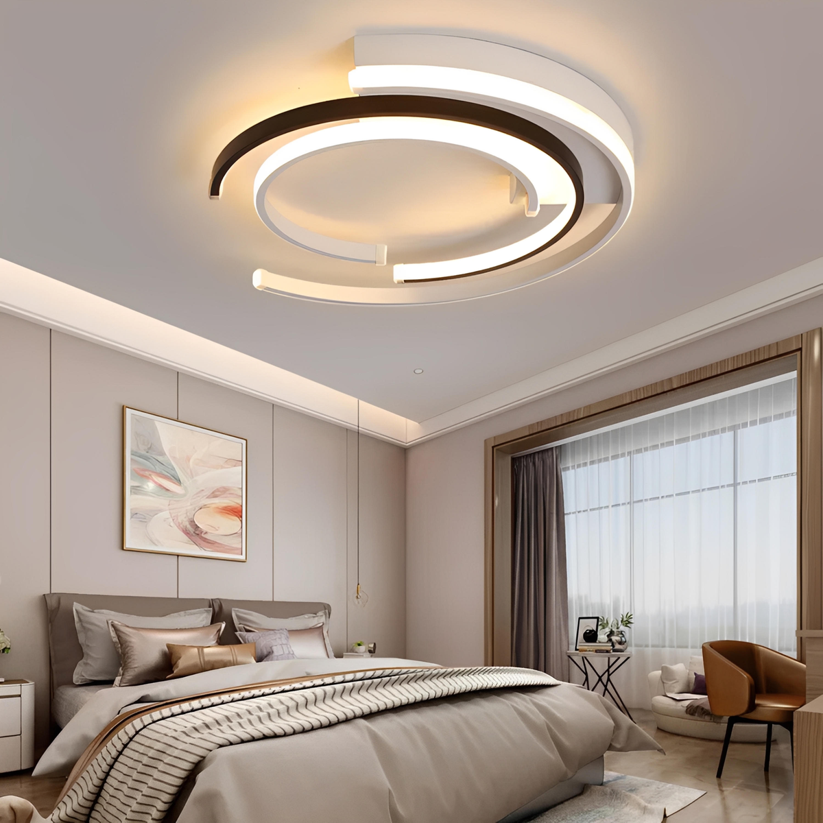 Plafonnier plat rond en aluminium au design moderne - vue 1