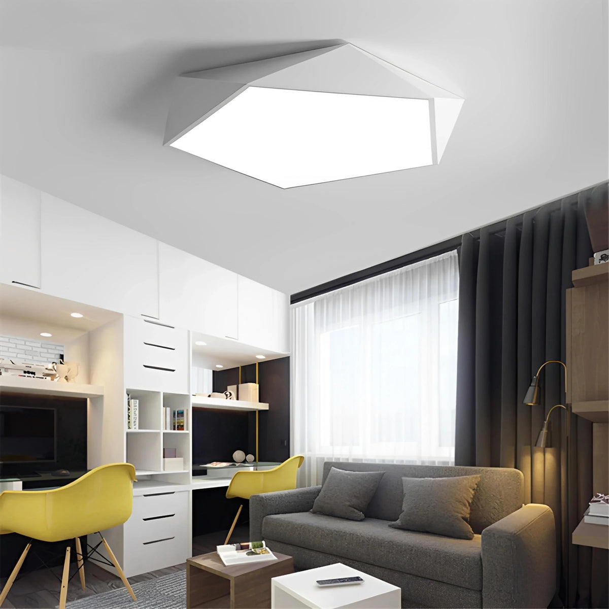 Plafonnier LED Géométrique Pentagonal 40cm 7 Couleurs Dimmable Télécommande