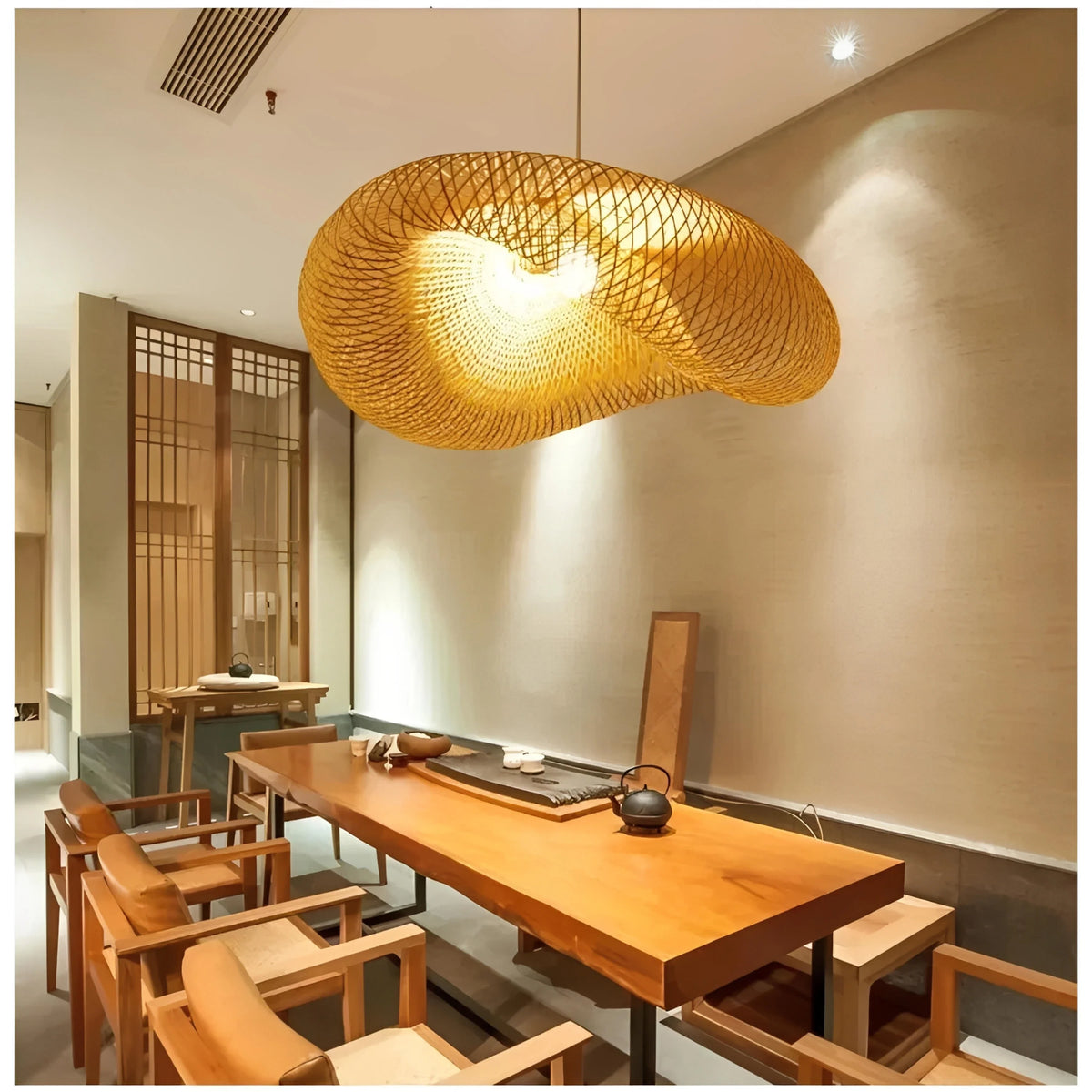 Plafonnier Rotin Tressé 40cm 60cm 80cm Style Japonais