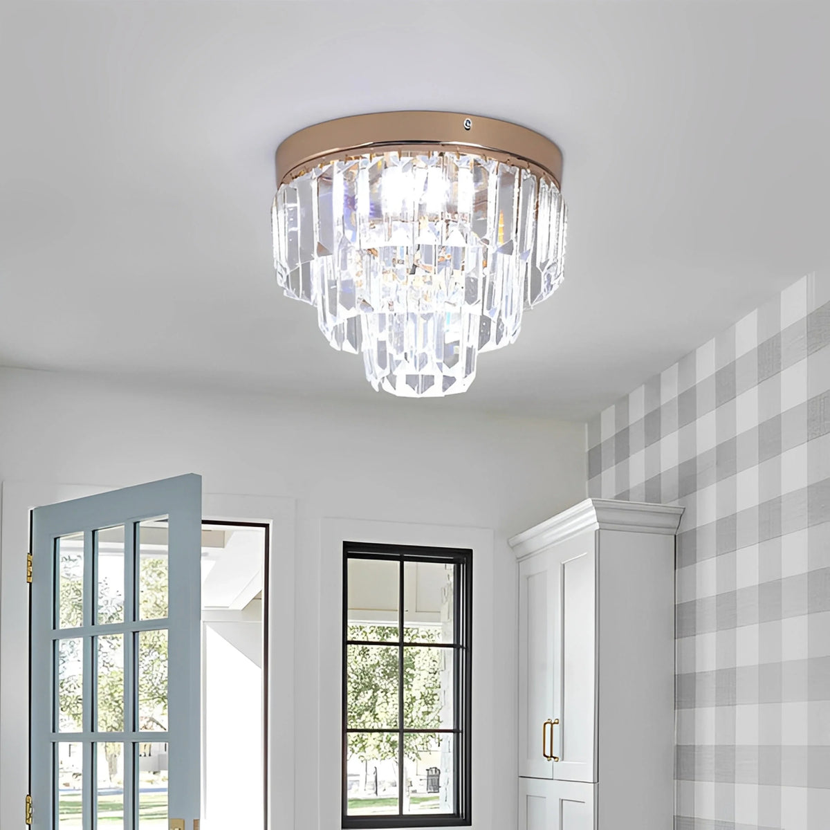 Plafonnier Suspension LED Cristal K9 Rond Dimmable Salon Chambre