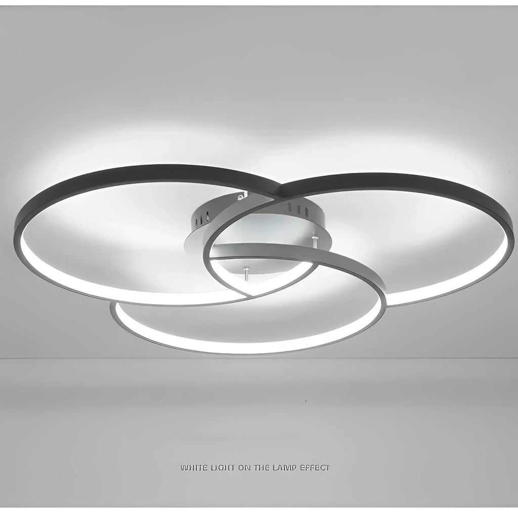 Plafonnier LED Rosace Trois Cercles 58cm 74cm 90cm Noir Blanc Dimmable