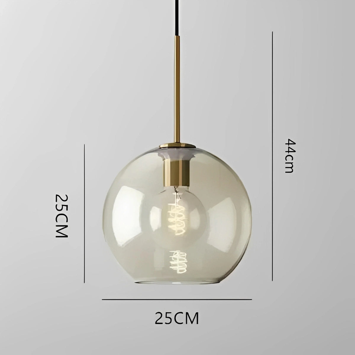 Plafonnier Vintage Verre Fumé Laiton Doré 25cm 28cm Nordique