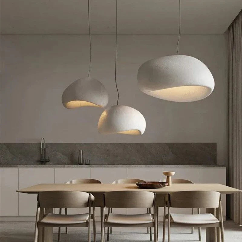 Plafonnier LED Naturel Nordique Texturé 30cm à 60cm Gris Blanc Tricolore