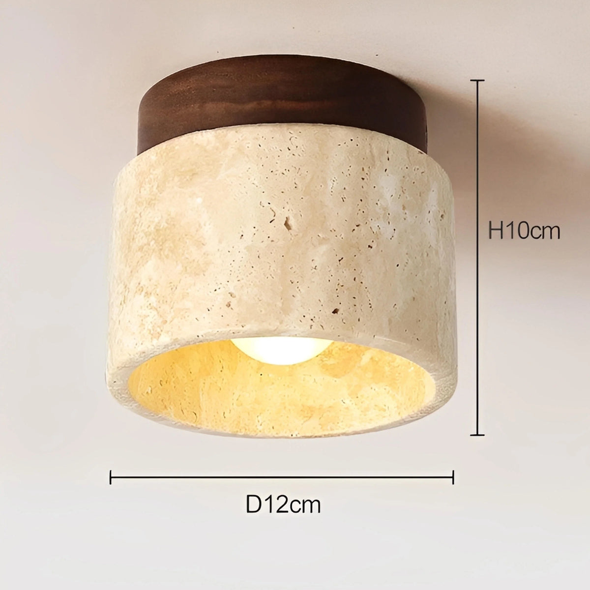 Plafonnier Wabi-Sabi Marbre Jaune Bois Clair ou Noyer