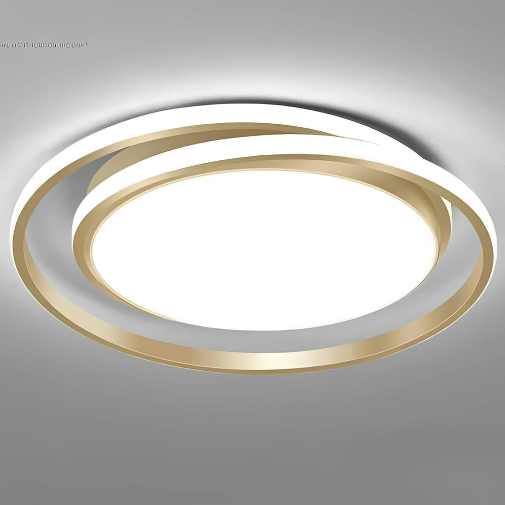 Plafonnier LED Anneaux Croisés 60cm Doré Noir Dimmable Télécommande