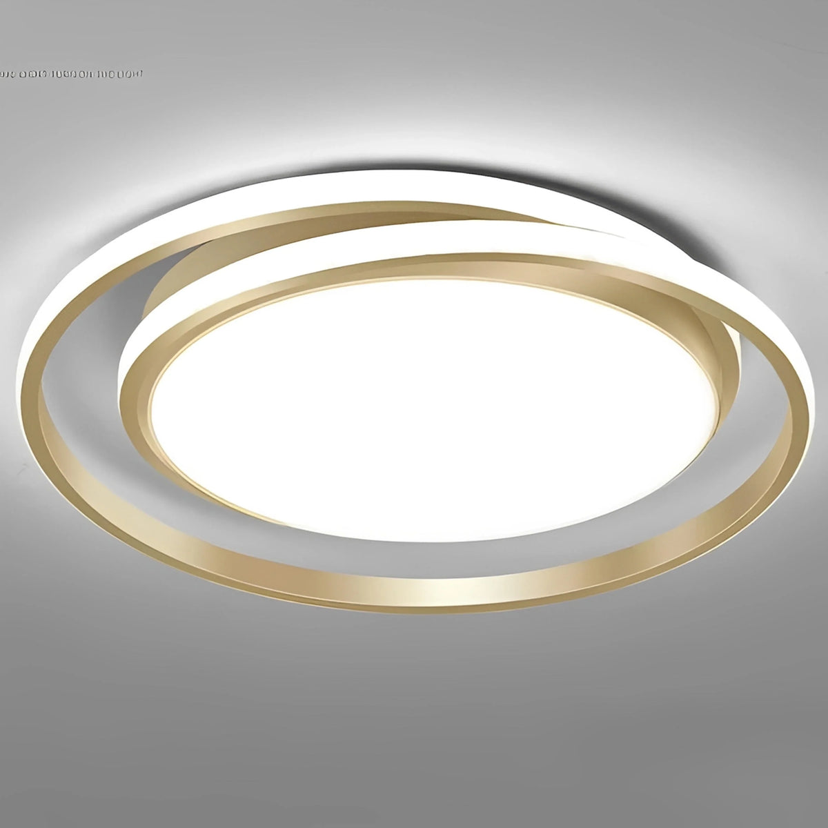 Plafonnier LED Anneaux Croisés 60cm Doré Noir Dimmable Télécommande