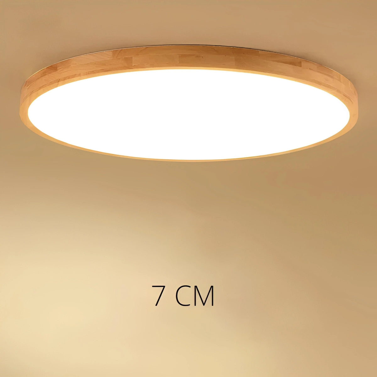 Plafonnier LED Bois Rond Ultra-Fin 7cm Hêtre 30cm à 60cm Dimmable