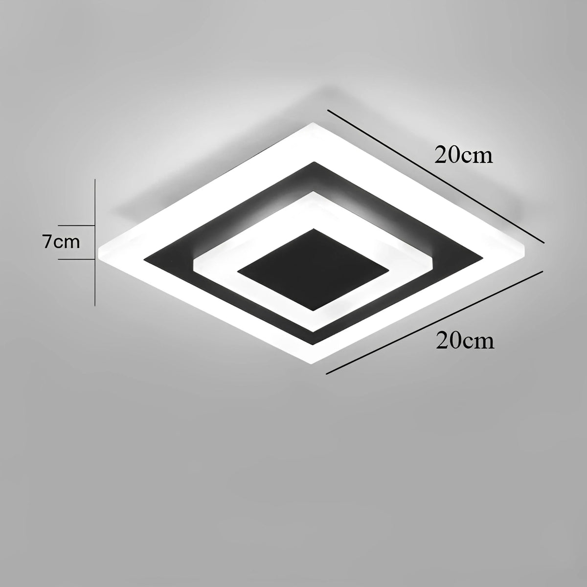 Plafonnier Carré LED Double Cadre Noir Blanc Tricolore