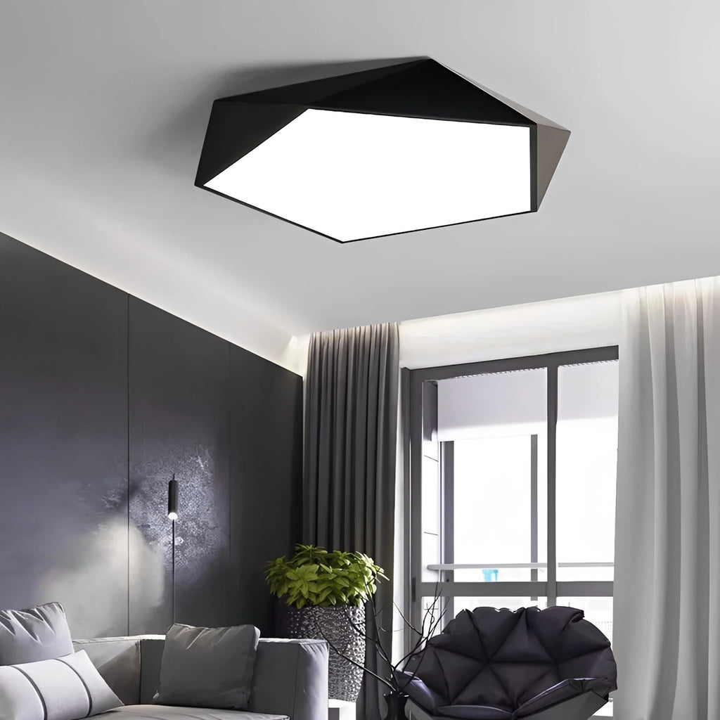 Plafonnier LED Géométrique Pentagonal 40cm 7 Couleurs Dimmable Télécommande