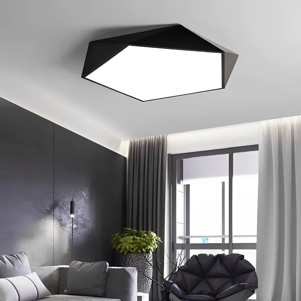 Plafonnier LED Géométrique Pentagonal 40cm 7 Couleurs Dimmable Télécommande