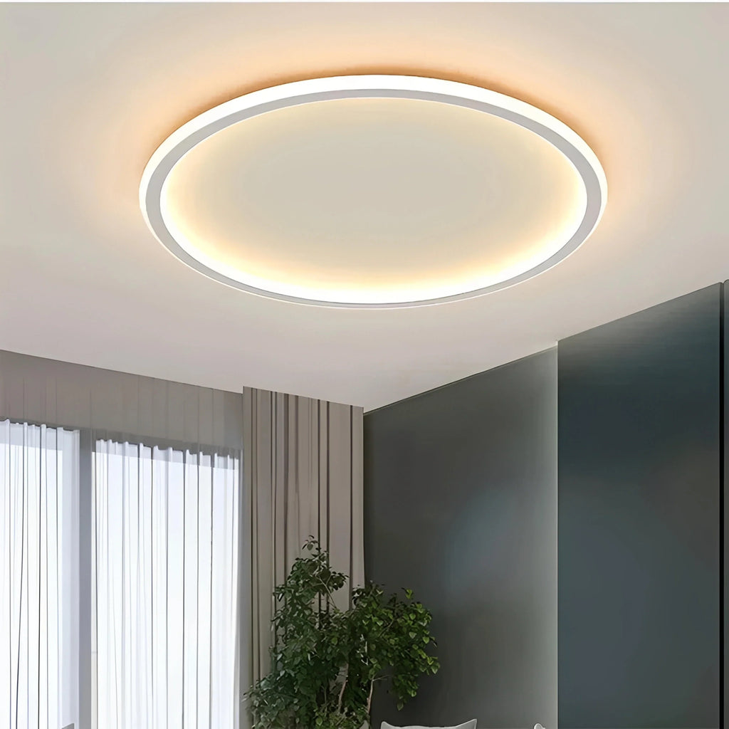 Plafonnier LED Rond Scandinave Ultra-Fin Aluminium Noir Blanc Doré Dimmable