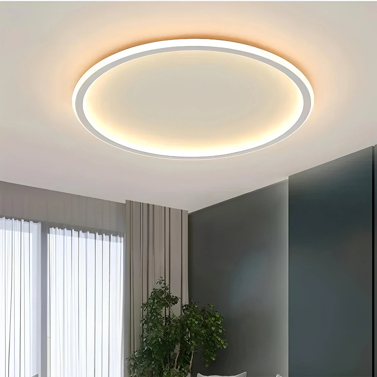 Plafonnier LED Rond Scandinave Ultra-Fin Aluminium Noir Blanc Doré Dimmable
